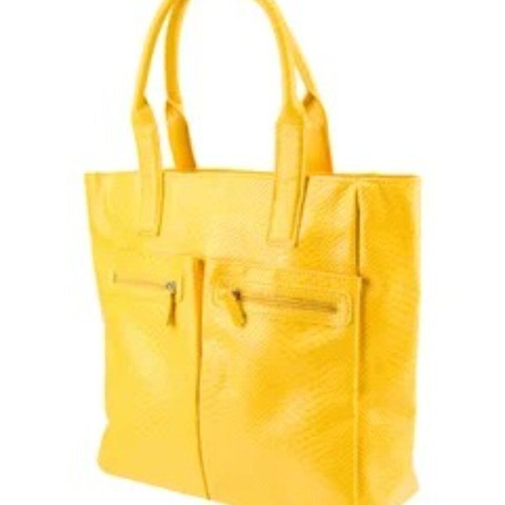 Neiman Marcus Yellow Leather Hand/Shoulder Bag - Picture 2 of 10